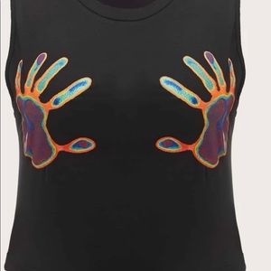 Black handprint tanktop